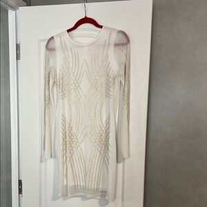 Elegant White and Gold Embellished Dress